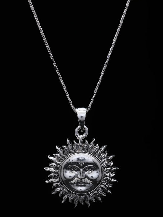 Vintage Polish Sun God Sterling Silver Pendant