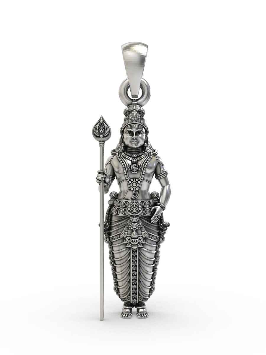 Lord Kartikeya God of Victory Sterling Silver Pendant