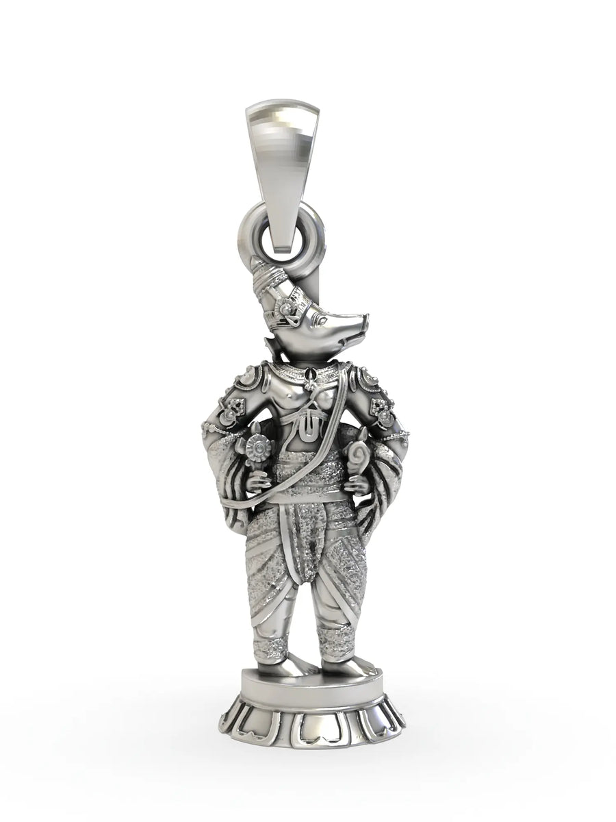 Lord Varaha Vishnu Boar Avatar Sterling Silver Pendant