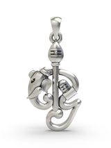 Karttikeya Vel and Tamil Om Sterling Silver Pendant