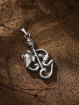 Karttikeya Vel and Tamil Om Sterling Silver Pendant