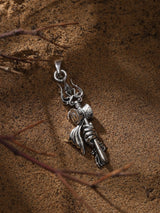 Trishul and Shiva Hand Sterling Silver Pendant