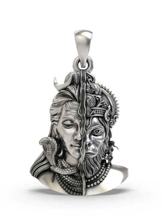 Shiva and Hanuman Sterling Silver Pendant