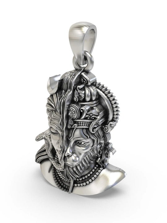 Shiva and Hanuman Sterling Silver Pendant