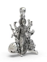 Goddess Durga Sterling Silver Pendant