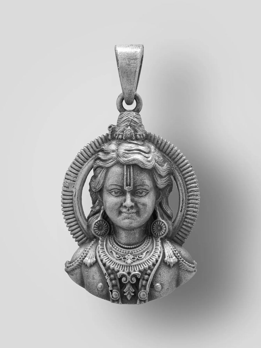 Ram Lalla Face Vintage Polish Sterling Silver Pendant