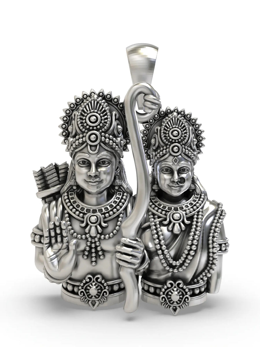 Ram and Sita Sterling Silver Devotional Pendant