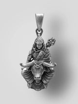 Mahadev Seated on Nandi Vintage Sterling Silver Pendant