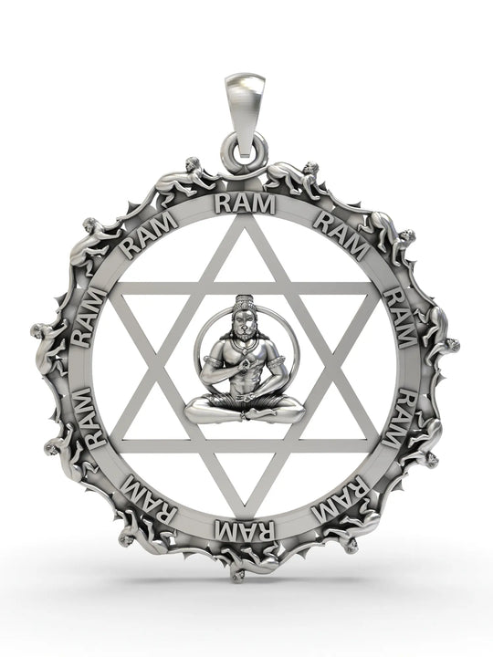 Sri Yantrodharaka Hanuman Sterling Silver Pendant