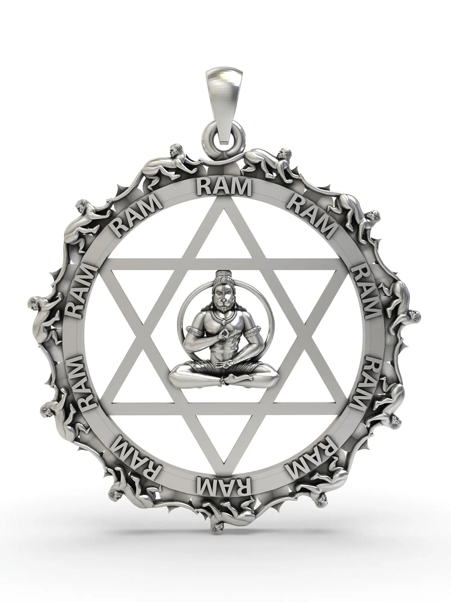 Sri Yantrodharaka Hanuman Sterling Silver Pendant
