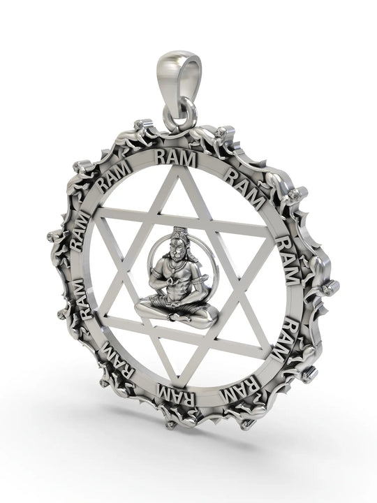 Sri Yantrodharaka Hanuman Sterling Silver Pendant