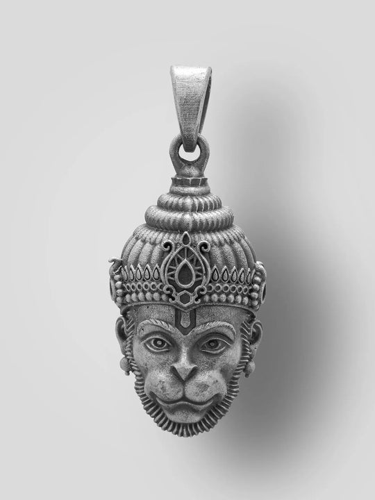 Antique Finish Lord Hanuman Sterling Silver Pendant