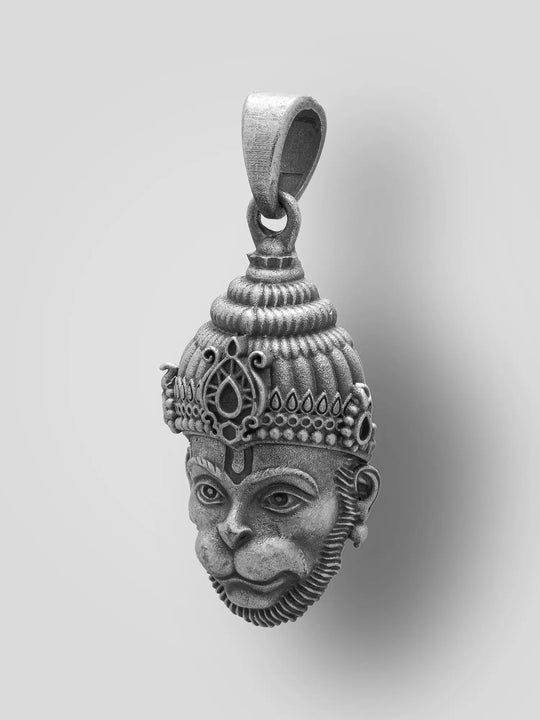 Antique Finish Lord Hanuman Sterling Silver Pendant