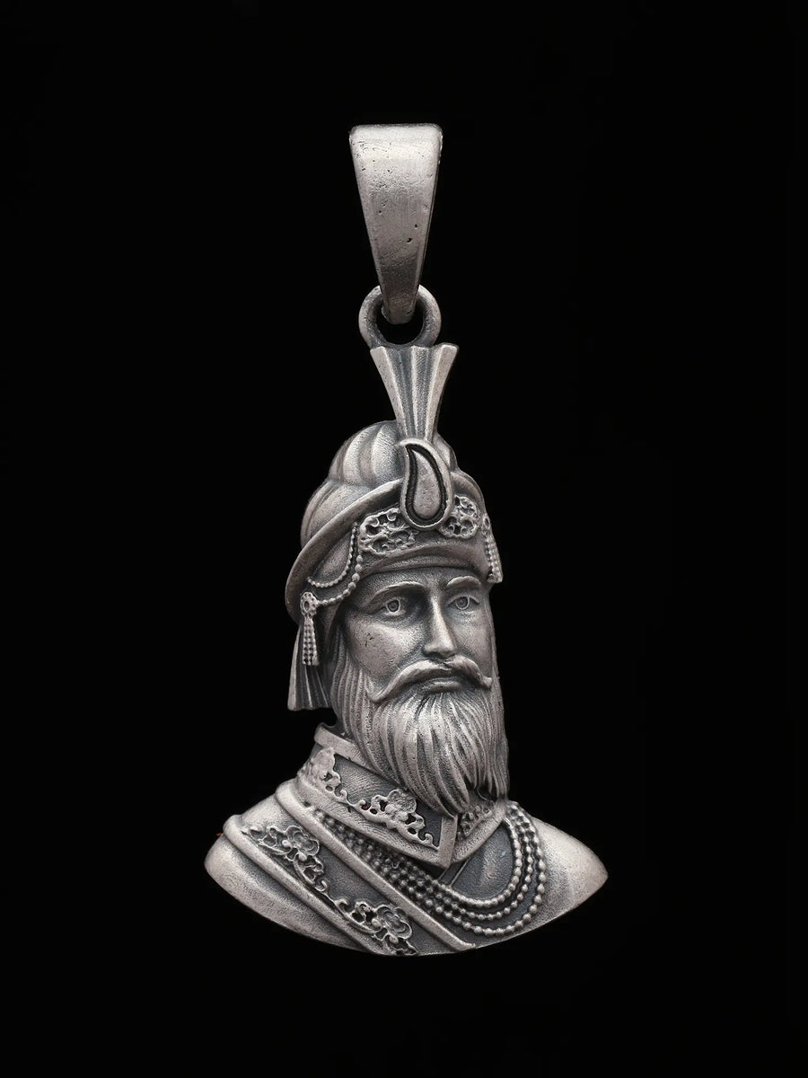 Chhatrapati Shivaji Maharaj Antique Finish Silver Pendant