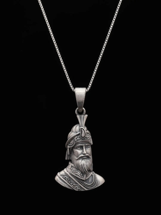 Chhatrapati Shivaji Maharaj Antique Finish Silver Pendant