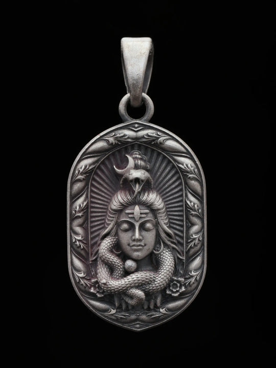Antique Finish Lord Shiva Sterling Silver Pendant