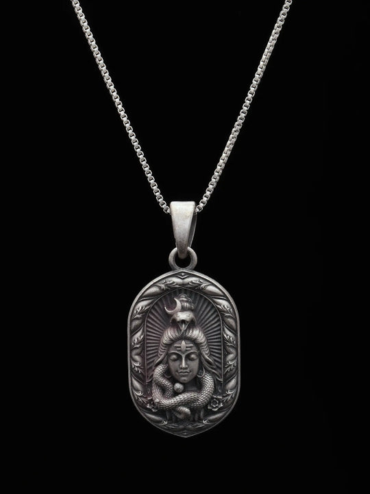 Antique Finish Lord Shiva Sterling Silver Pendant