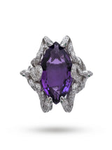 Marquise Amethyst Medusa Sterling Silver Ring
