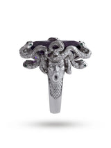 Marquise Amethyst Medusa Sterling Silver Ring