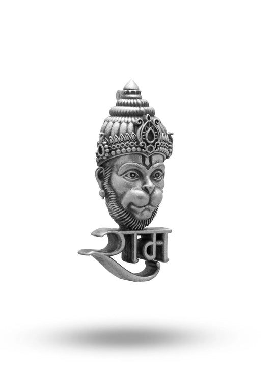 Antique Finish Ram Hanuman Sterling Silver Brooch