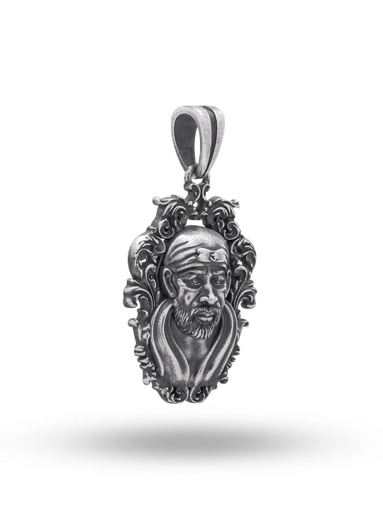 Antique Finish Shirdi Sai Baba Sterling Silver Pendant