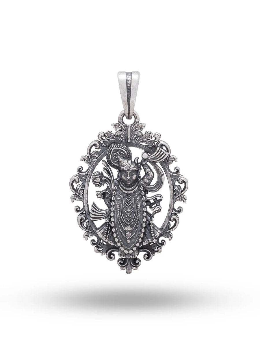 Antique Finish Sterling Silver Shrinathji Pendant