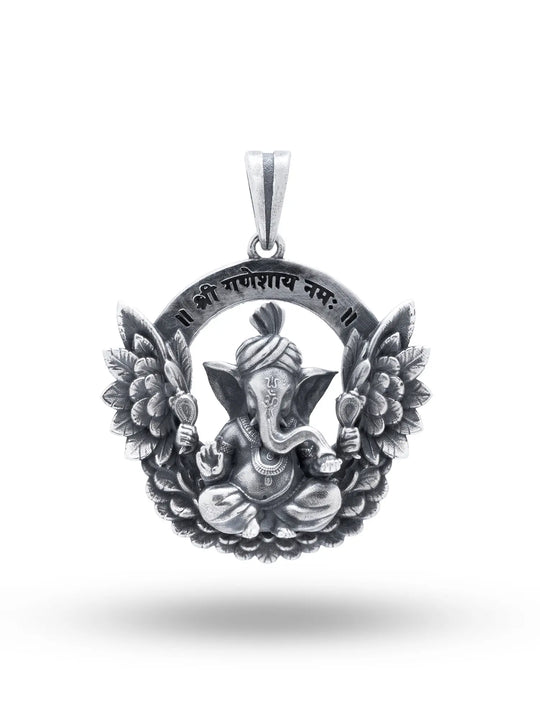 Winged Lord Ganesha Sterling Silver Pendant