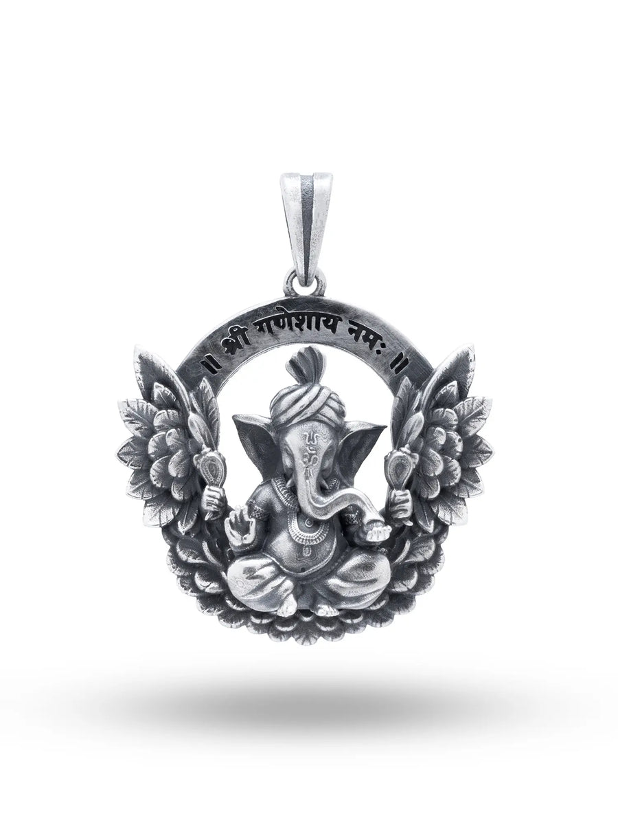 Winged Lord Ganesha Sterling Silver Pendant