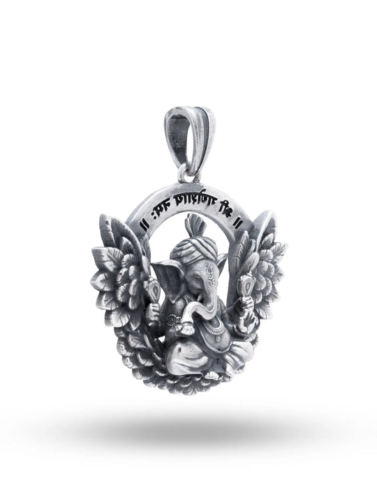 Winged Lord Ganesha Sterling Silver Pendant