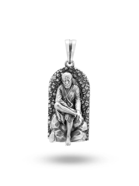 Antique Finish Shirdi Sai Baba Sterling Silver Pendant