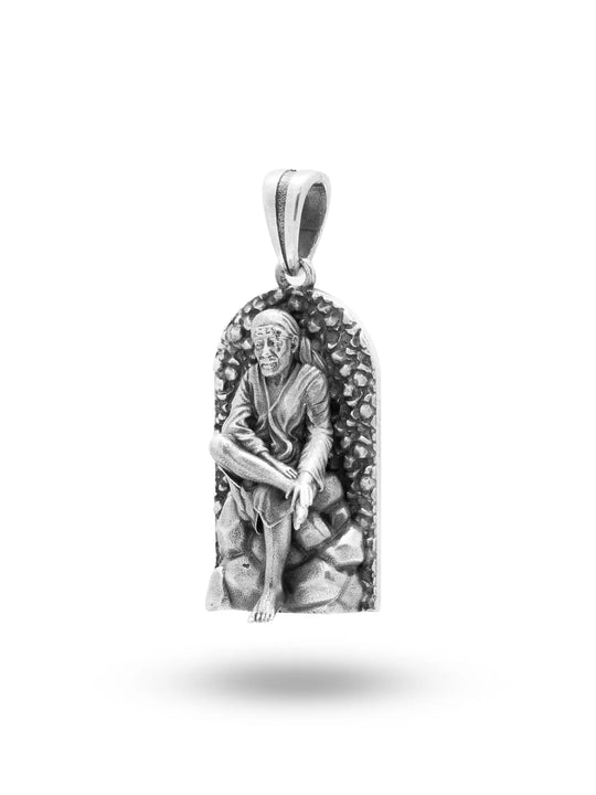 Antique Finish Shirdi Sai Baba Sterling Silver Pendant