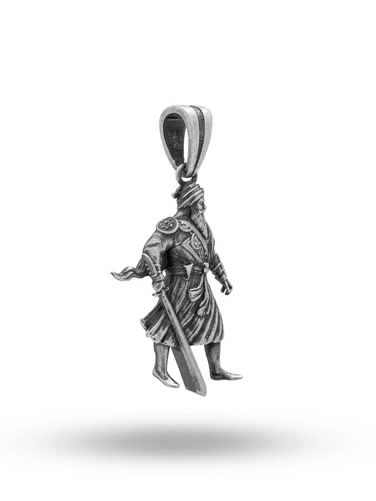 Baba Deep Singh Antique Finish Sterling Silver Pendant
