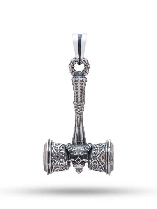 Antique Finish Viking Hammer Sterling Silver Pendant