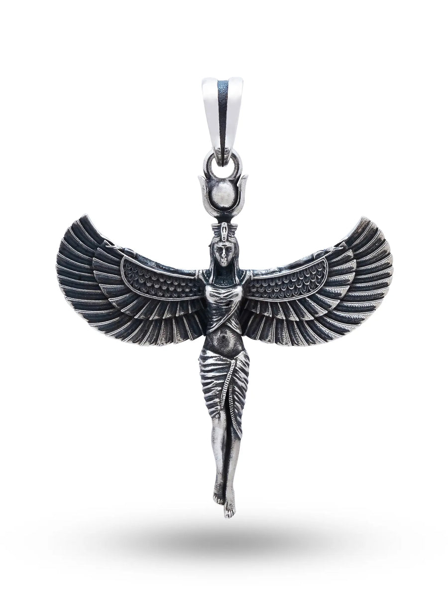 Goddess Isis Antique Finish Sterling Silver Pendant