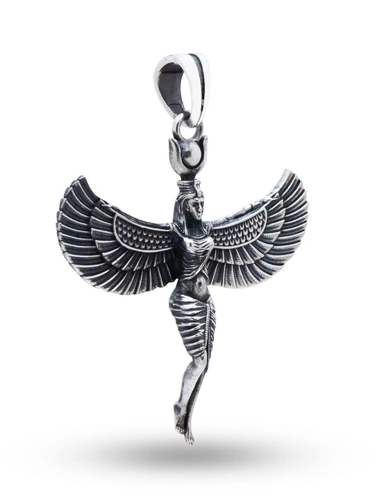 Goddess Isis Antique Finish Sterling Silver Pendant