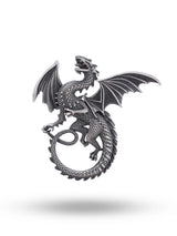 Guardian Dragon Antique Finish Sterling Silver Pendant