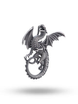 Guardian Dragon Antique Finish Sterling Silver Pendant