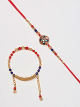 Floral Beaded Thread and Metal Rakhi Bracelet
