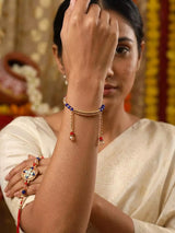Floral Beaded Thread and Metal Rakhi Bracelet