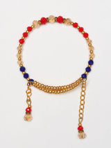 Floral Beaded Thread and Metal Rakhi Bracelet
