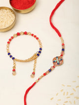 Floral Beaded Thread and Metal Rakhi Bracelet