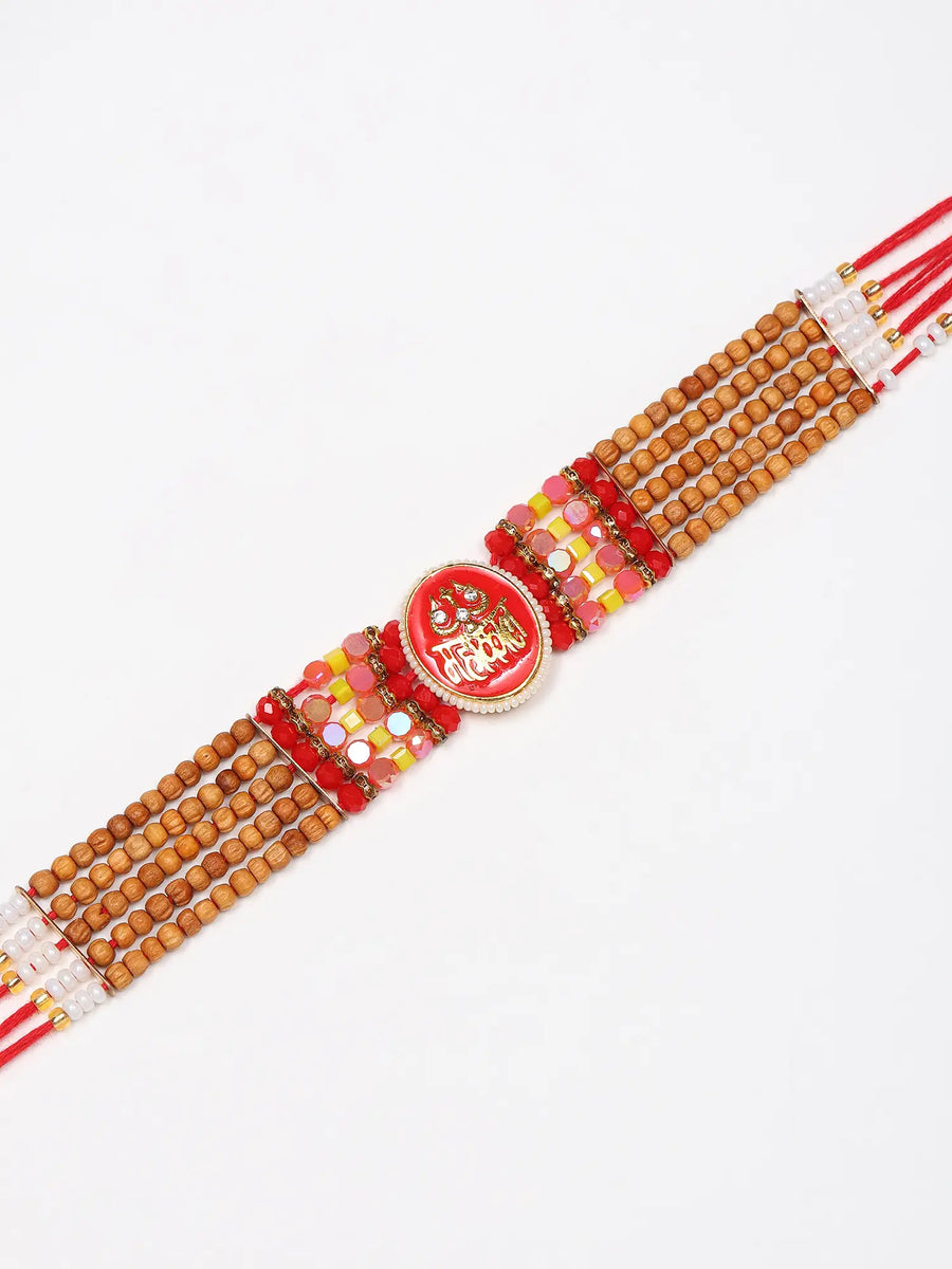 Mahakal Multi Strand Beaded Thread and Metal Rakhi Bracelet