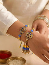 Ganesha Lotus Bhaiya Bhabhi Rakhi Bracelet Set