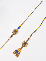 Ganesha Lotus Bhaiya Bhabhi Rakhi Bracelet Set