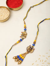 Ganesha Lotus Bhaiya Bhabhi Rakhi Bracelet Set