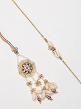 Shell and White Pearl Beaded Bhaiya Bhabhi Rakhi Bracelet