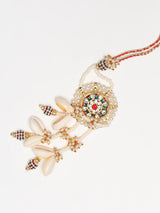 Shell and White Pearl Beaded Bhaiya Bhabhi Rakhi Bracelet