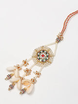 Shell and White Pearl Beaded Bhaiya Bhabhi Rakhi Bracelet