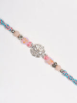 Stone Studded and Beaded Thread and Metal Rakhi Bracelet