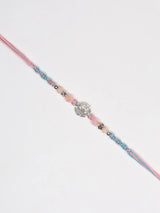 Stone Studded and Beaded Thread and Metal Rakhi Bracelet